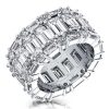 Triple Row Eternity Emerald Wedding Band - Sterling Silver