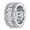 Triple Row Eternity Emerald Wedding Band - Sterling Silver