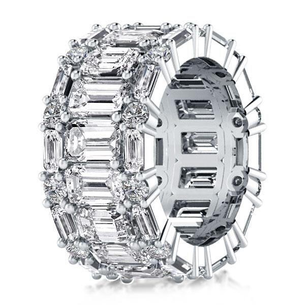 Triple Row Eternity Emerald Wedding Band - Sterling Silver