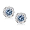 Sterling Silver Blue Topaz Halo Stud Earrings for Women