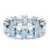 Sterling Silver Aquamarine Baguette Wedding Band for Women