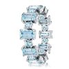 Sterling Silver Aquamarine Baguette Wedding Band for Women