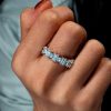 Sterling Silver Aquamarine Baguette Wedding Band for Women