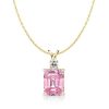 Emerald Cut Pink Pendant Necklace - 925 Sterling Silver - Choice of Chain Length & Plating