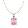 Emerald Cut Pink Pendant Necklace - 925 Sterling Silver - Choice of Chain Length & Plating