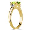 Peridot & Sapphire Three Stone Ring - Cushion Cut Sterling Silver Engagement Ring