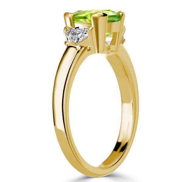 Peridot & Sapphire Three Stone Ring - Cushion Cut Sterling Silver Engagement Ring