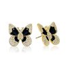 18K Gold Plated Sterling Silver Dancing Butterfly Stud Earrings for Women