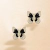 18K Gold Plated Sterling Silver Dancing Butterfly Stud Earrings for Women