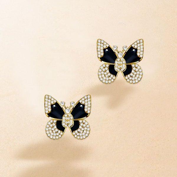 18K Gold Plated Sterling Silver Dancing Butterfly Stud Earrings for Women
