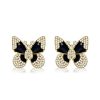 18K Gold Plated Sterling Silver Dancing Butterfly Stud Earrings for Women