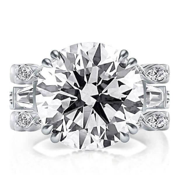 Sterling Silver Round Cut 3-Piece Wedding Ring Set - Engagement & Wedding Bands