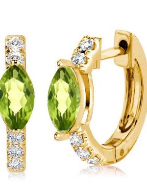 Marquise Peridot Hoop Earrings - 18K Gold Plated Sterling Silver