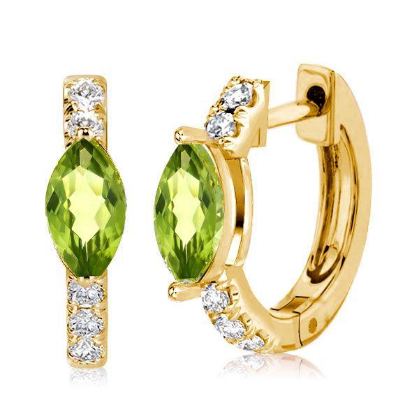 Marquise Peridot Hoop Earrings - 18K Gold Plated Sterling Silver