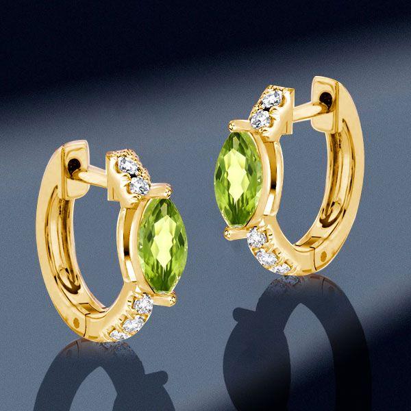 Marquise Peridot Hoop Earrings - 18K Gold Plated Sterling Silver