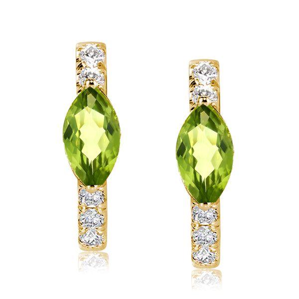 Marquise Peridot Hoop Earrings - 18K Gold Plated Sterling Silver