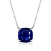 Blue Sapphire Solitaire Pendant Necklace in 925 Sterling Silver