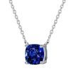 Blue Sapphire Solitaire Pendant Necklace in 925 Sterling Silver