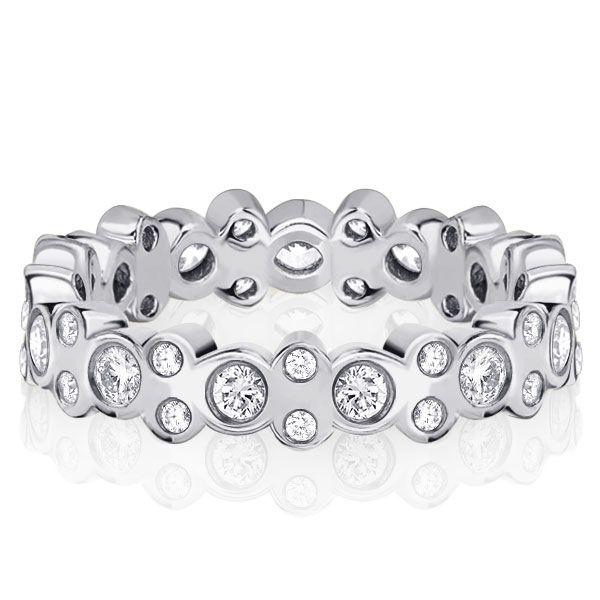 White Sapphire Eternity Band - 925 Sterling Silver Wedding Ring
