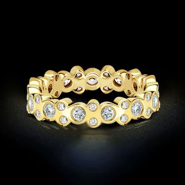 White Sapphire Eternity Band - 925 Sterling Silver Wedding Ring
