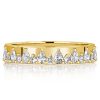 Pear & Round Cut Half Eternity Wedding Band - 18K Gold Plated Sterling Silver