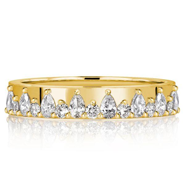 Pear & Round Cut Half Eternity Wedding Band - 18K Gold Plated Sterling Silver