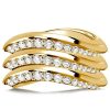 1.67 CT. TW. White Sapphire Multi Row Wave Band Ring in Rhodium Plated Sterling Silver