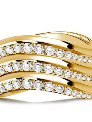 1.67 CT. TW. White Sapphire Multi Row Wave Band Ring in Rhodium Plated Sterling Silver