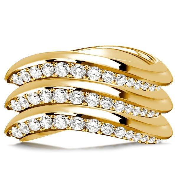 1.67 CT. TW. White Sapphire Multi Row Wave Band Ring in Rhodium Plated Sterling Silver