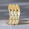 1.67 CT. TW. White Sapphire Multi Row Wave Band Ring in Rhodium Plated Sterling Silver