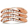 1.67 CT. TW. White Sapphire Multi Row Wave Band Ring in Rhodium Plated Sterling Silver