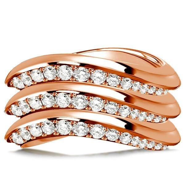 1.67 CT. TW. White Sapphire Multi Row Wave Band Ring in Rhodium Plated Sterling Silver
