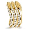1.67 CT. TW. White Sapphire Multi Row Wave Band Ring in Rhodium Plated Sterling Silver