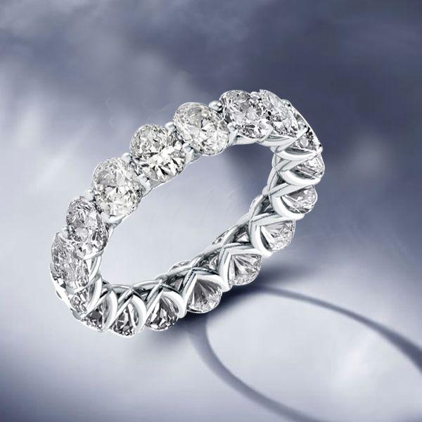 Eternity Oval Created White Sapphire Wedding Band in Sterling Silver