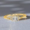 Art Deco Baguette Cut Wedding and Travel Ring, 18K Gold Plated Sterling Silver