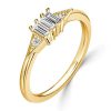 Art Deco Baguette Cut Wedding and Travel Ring, 18K Gold Plated Sterling Silver