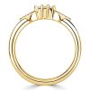 Art Deco Baguette Cut Wedding and Travel Ring, 18K Gold Plated Sterling Silver