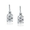Classic 4 Prong Oval and Round Drop Earrings in Rhodium Plated Sterling Silver