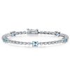 Aquamarine & White CZ Oval Cut Tennis Bracelet - Sterling Silver