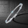 Aquamarine & White CZ Oval Cut Tennis Bracelet - Sterling Silver