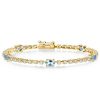 Aquamarine & White CZ Oval Cut Tennis Bracelet - Sterling Silver