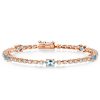 Aquamarine & White CZ Oval Cut Tennis Bracelet - Sterling Silver