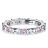 Pink Baguette Eternity Band - 925 Sterling Silver Ring
