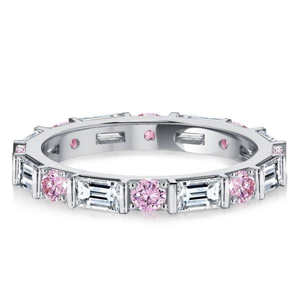 Pink Baguette Eternity Band - 925 Sterling Silver Ring