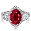 Oval Cut Ruby Halo Engagement Ring for Women in 925 Sterling Silver