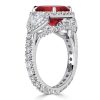 Oval Cut Ruby Halo Engagement Ring for Women in 925 Sterling Silver