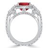 Oval Cut Ruby Halo Engagement Ring for Women in 925 Sterling Silver