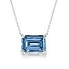 Emerald Cut Blue Topaz Necklace and Earring Set - Sterling Silver Bridal Jewelry