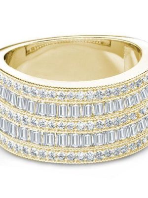 Art Deco White Sapphire Engagement Wedding Band - 925 Sterling Silver