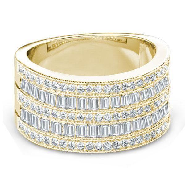 Art Deco White Sapphire Engagement Wedding Band - 925 Sterling Silver